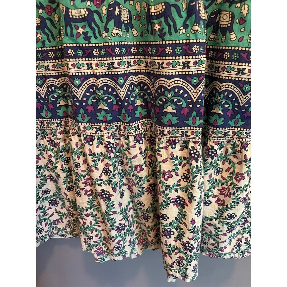 The Vermont Country Store House Dress Womens L Midi Elephant Floral Patchwork - Picture 4 of 10